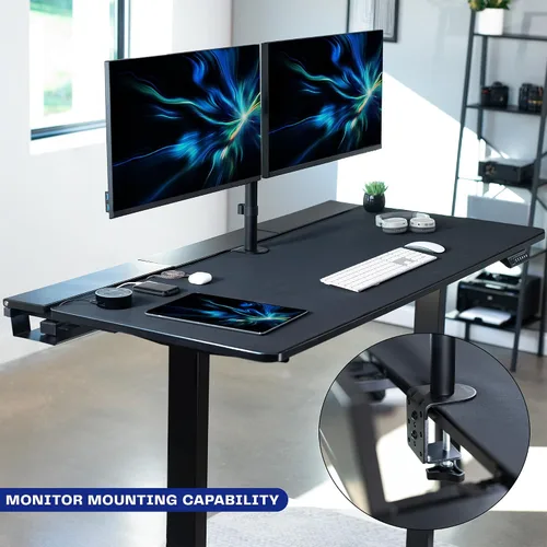 Miniatura 7 de VIVO Mesa universal de 60 x 30 pulgadas con bandejas de cables ocultas integradas para estándares y marcos de escritorio para sentarse a estar