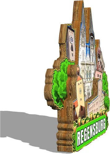 Miniatura 2 de Alemania Regensburg - Imán de nevera, diseño de madera en 3D, monumentos coleccionables, decoración hecha a mano