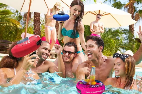 Miniatura 6 de Human Bobber Soporte inflable flotante para bebidas para piscina, flotadores de barra para bebidas para adultos para sostener latas de cerveza, taza