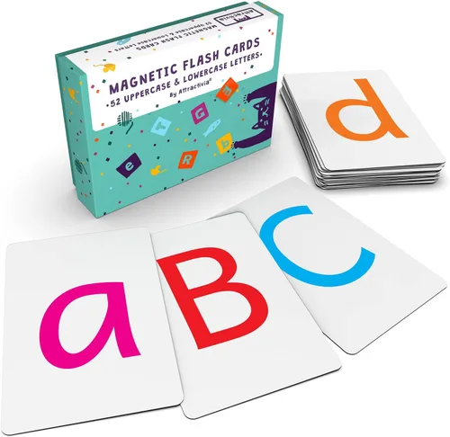Miniatura 8 de Attractivia Tarjetas Magnéticas de Letras Grandes del Alfabeto ABC - 52 Letras Resistentes Grandes en Mayúscula y Minúscula, Negro - para Maestros