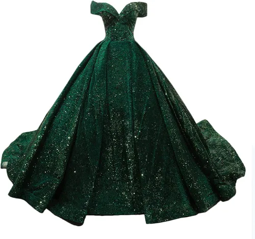 Lily Wedding Vestido largo de noche con lentejuelas y hombros descubiertos para mujer, vestido de baile de graduación 2020