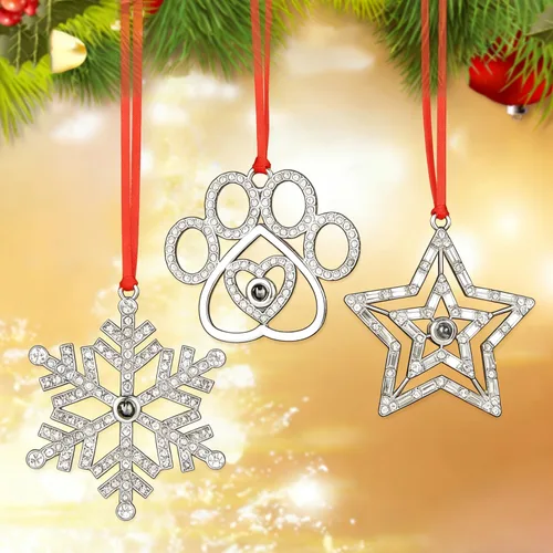 Miniatura 9 de 3 adornos colgantes para árbol de Navidad, decoración de árbol de Navidad de metal, para fiestas en interiores, hogar, familia, fiesta de mascotas