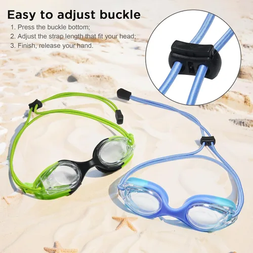 Miniatura 4 de Gafas de natación para niños, paquete de 2 gafas de natación de protección completa, sin fugas, antivaho para niños de 3 a 14 años