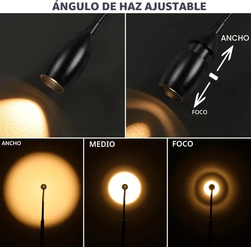 Miniatura 2 de Lámpara de pie de lectura, lámpara LED de 72 pulgadas de alto con cuello de cisne flexible, foco regulable con zoom, lámpara de pie de haz