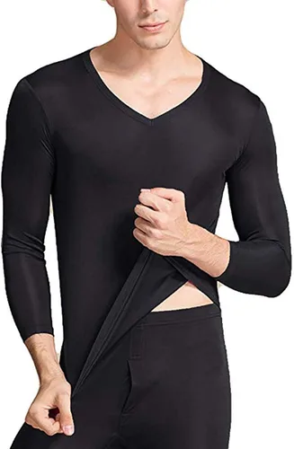 Miniatura 3 de Grenasasilk Ropa interior larga de seda de morera para hombre, con cuello en V, transpirable, ropa interior térmica y ropa