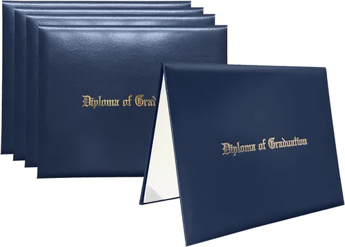 Miniatura 39 de Funda para diploma 8.5”x11” impresa “Diploma de Graduación” en cuero sintético acolchada y rica en color de TngHui, negra
