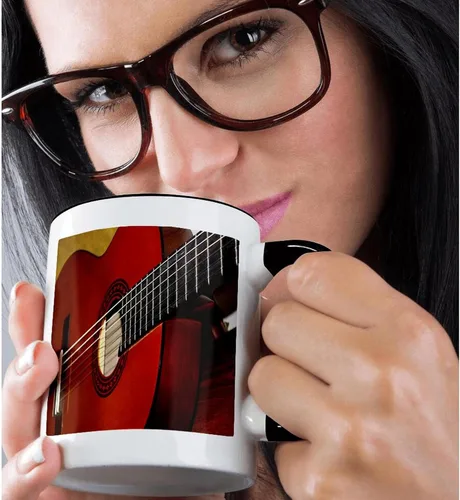 Miniatura 2 de 3dRose mug_112274_4 "Closeup Of A Classical Guitar" Taza de dos tonos, 11 onzas, negro/blanco