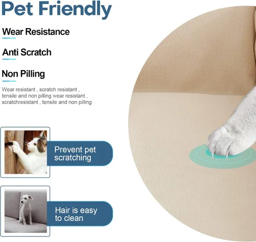 Miniatura 4 de Foreate Funda reversible para sofá modular, manta para sofá de 3 cojines, lavable a máquina, a prueba de arañazos, protector de muebles para gatos