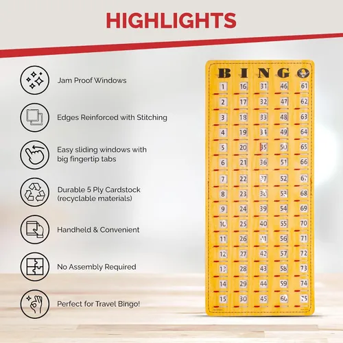 Miniatura 4 de MR CHIPS Tarjeta de bingo a prueba de atascos con obturadores y cubierta de tarjetas de llamada