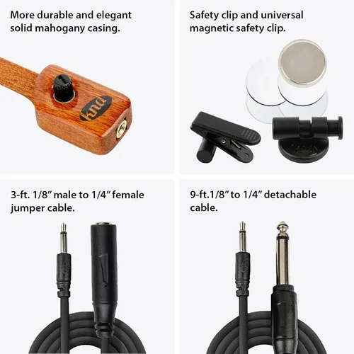 Miniatura 6 de KNA NG-2-7S Pastilla de guitarra flamenca clásica de nailon piezoeléctrico portátil de 7 cuerdas, tono acústico natural, ligera, desmontable