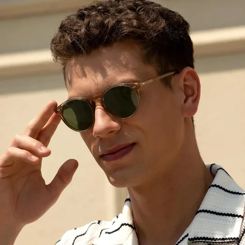 Miniatura 2 de CARFIA Gafas de sol redondas de acetato para hombre, polarizadas, protección UV, gafas de sol clásicas retro CA5289L