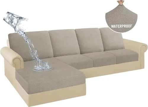 Miniatura 46 de HDCAXKJ Fundas de Cojines para Sofá Seccional 100% Impermeables, 3 Piezas, Forma de L, Funda Seccional Elástica para Chaise, Juego de Fundas