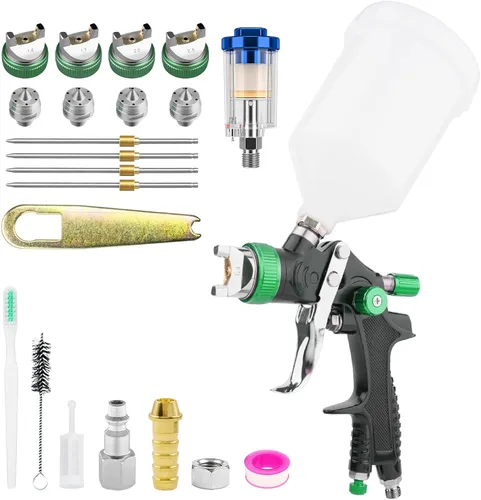 Miniatura 8 de HVLP - Kit de pistola de pintura de aire de alimentación por gravedad con boquillas de 1.4/1.7/2.0/ 0.098 in, pistola de pintura en aerosol Azul