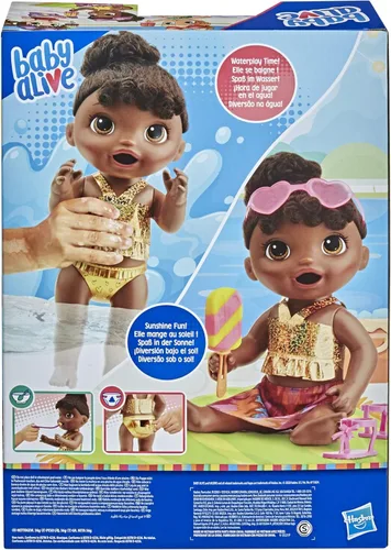 Miniatura 3 de Baby Alive Sunshine Snacks - Muñeca que come y hace popó, muñeca bebé con temática de verano que se puede usar en el agua, con molde para hacer