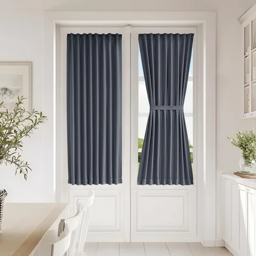 Miniatura 33 de Vatge - Cortinas autoadhesivas para puerta francesa, tratamiento de ventana con filtro de luz sin varillas ni perforaciones para puertas de cristal