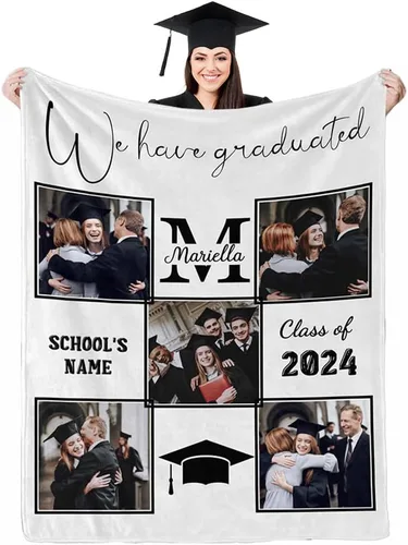 Miniatura 14 de D-Story Manta de franela personalizada para mujer, regalos de graduados, regalo de graduación de secundaria, regalos de graduación personalizados