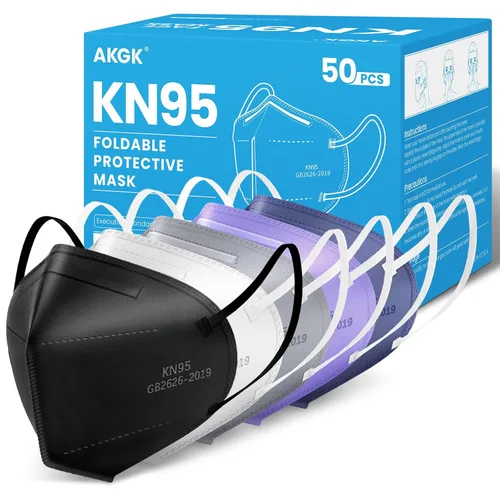 Miniatura 27 de akgk Mascarilla KN95 de 50 unidades, mascarillas de protección transpirable, mascarillas KN95 negras de 5 capas, máscaras de seguridad contra