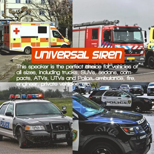 Miniatura 4 de Sistema PA de sirena de emergencia de policía de 200 W, 12 V, 20 tonos, para vehículos de ambulancia de bomberos, camiones, automóviles, SUV, ATV