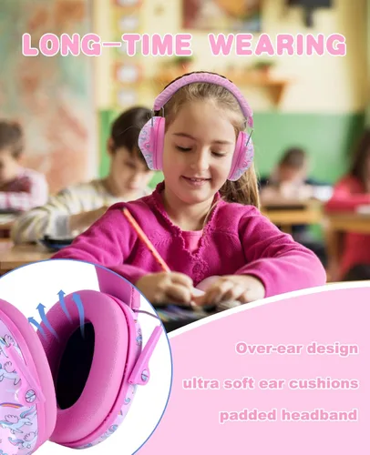 Miniatura 4 de PROHEAR 032 - Protectores de oídos para niños, auriculares con cancelación de ruido para autismo, niños pequeños, niños - Rosa