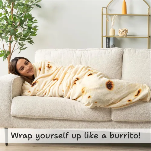 Miniatura 2 de PAVILIA Burrito - Cobija de tortilla de harina con diseño de taco de doble cara, manta de broma divertida para adultos, niños, adolescentes, cobija