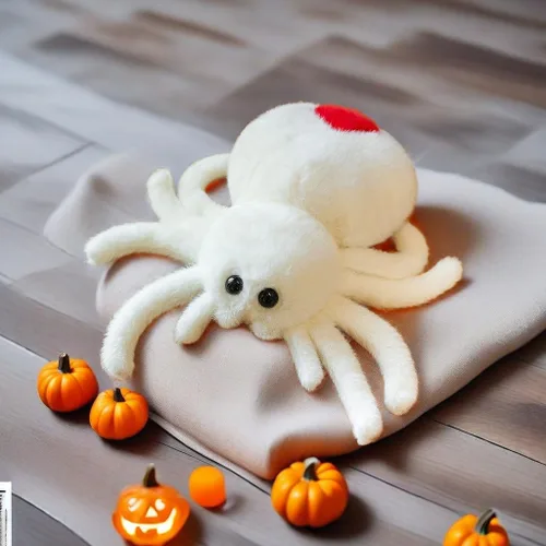 Miniatura 2 de Peluche de araña de Halloween, juguete de peluche de araña, lindo peluche de arañas, juguete de arañas saltadoras abrazable de 9.8 pulgadas, Blanco