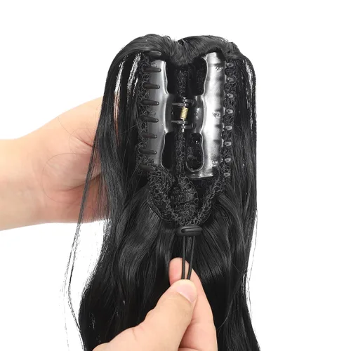 Miniatura 5 de Limerence Extensión de cola de caballo ondulada de 20 pulgadas de largo, pieza de cabello sintético para mujeres y niñas, extensiones de cola
