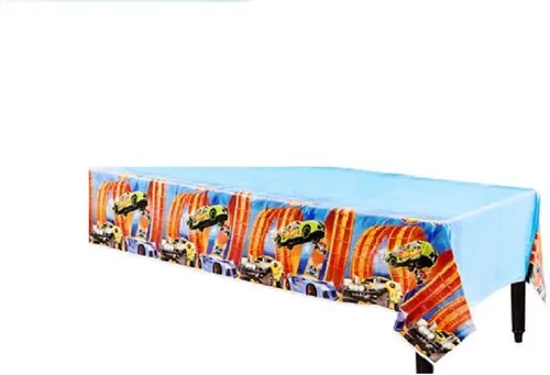 Adorable mantel de plástico Hot Wheels Wild Racer, 54 x 96 pulgadas (1 unidad), diseño vibrante y fácil de limpiar, perfecto para decoraciones de