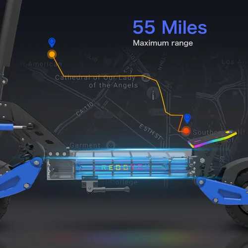 Miniatura 6 de Scooter eléctrico todoterreno – Scooter para adultos de motor dual más rápido de 50 MPH, pico de 5000 W, alcance largo de 55 millas, neumáticos