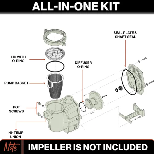 Miniatura 4 de Swimables Reemplazo completo de extremo húmedo compatible con bomba de piscina Pentair 357149 Funciona en todas las Whisperflo de 0.5 HP - 2 HP