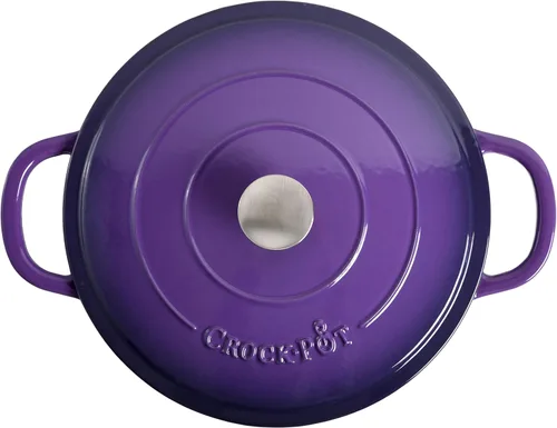 Miniatura 4 de Crock-Pot Artisan - Estofador de hierro fundido esmaltado con tapa, 5 cuartos de galón, morado lavanda Púrpura lavanda