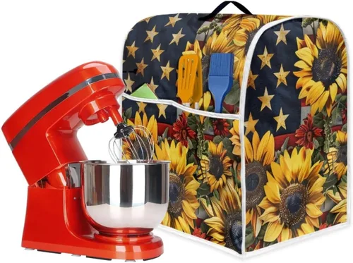 Miniatura 7 de Funda para batidora con estampado de girasol y bandera americana, cubierta protectora contra el polvo, adecuada para la mayoría de los modelos