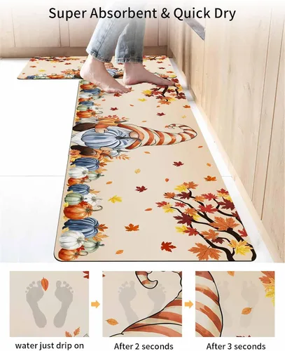 Miniatura 4 de Tapete de baño de otoño de Acción de Gracias para bañera, antideslizante, de secado rápido y absorbente, tierra de diatomeas, para fregadero