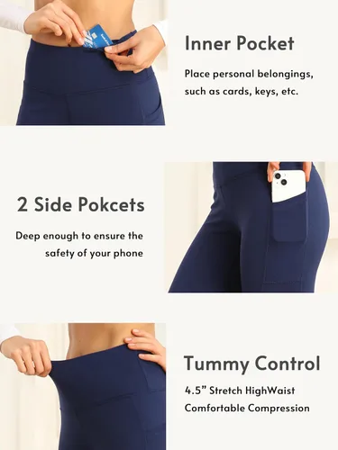 Miniatura 8 de IBL Women's Buttery Soft Leggings with Pockets 27"- High Waist Tummy Control Workout Running Lounging Yoga Pants