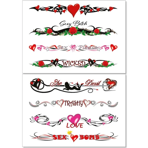 Miniatura 9 de Más de 40 tatuajes temporales sexys y traviesos para mujeres - Diversión para adultos para la parte inferior de la espalda, piernas, brazos