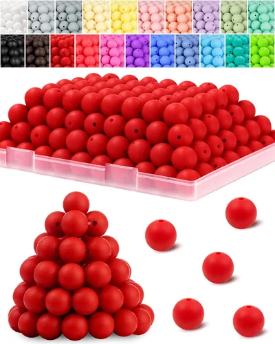 Miniatura 22 de 120 cuentas de silicona de FIVEIZERO para hacer llaveros, cuentas focales redondas de goma de silicona turquesa de 0.59 pulgadas a granel