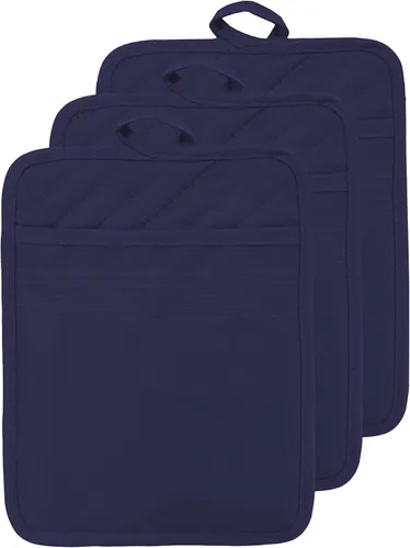 Miniatura 20 de Soporte para olla de horno con bolsillo, de algodón, resistente al calor, para cocina, almohadilla caliente, guantes de horno para cocinar y Gris