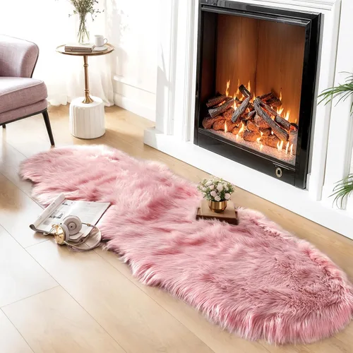 Miniatura 55 de Ciicool Alfombras de Piel de Oveja Sintética Suaves Alfombra de Piel Sintética Suave Beige Alfombra Esponjosa Funda para Silla y Sofá Alfombra