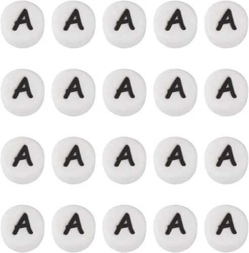 Miniatura 47 de FASHEWELRY 36 cuentas de silicona redondas del alfabeto A-Z, cuentas focales de goma de vaca para pulseras, collares, llaveros, fabricación de joyas