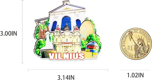 Miniatura 3 de Lituania Vilnius imán de nevera de madera 3D monumentos de viaje coleccionables recuerdos decoración hecha a mano - 2