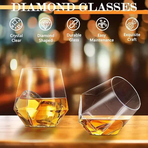 Miniatura 4 de Juego de decantador de whisky de diamante, juego de decantador de diamante con 4 vasos y 4 piedras de whisky, juego de decantador de whisky, regalo