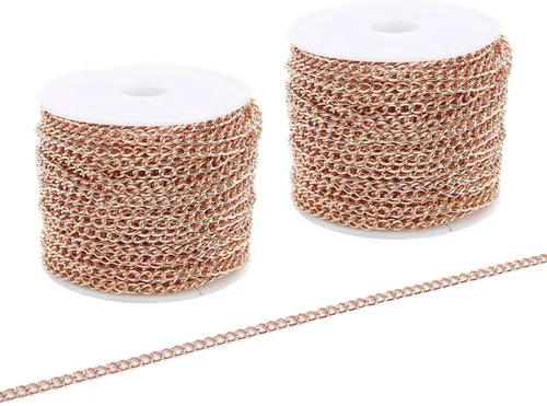 Miniatura 7 de SWTOOL Cadenas de eslabones de metal de plata de 60 pies/20 yardas, cadena de hierro a granel para hacer cadenas de joyería y manualidades, 2 rollos