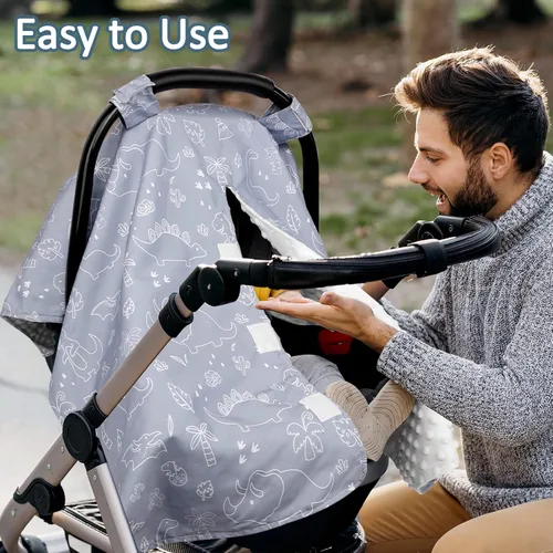 Miniatura 5 de Fundas para asiento de coche para bebés, Toldo con apertura Peekaboo para asiento de coche infantil para niños y niñas, cubiertas de lactancia 2