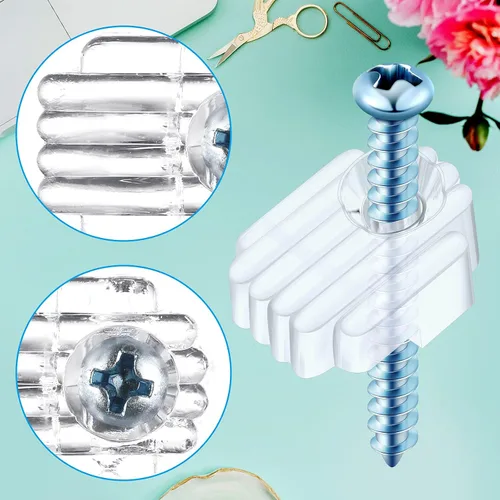 Miniatura 4 de Blulu Paquete de 20 clips sujetadores de espejo para vidrio de 6 mm (6/25 pulgadas), kit para colgar espejos en la pared, sujetadores de retención
