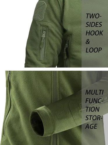 Miniatura 5 de TACVASEN Chaqueta táctica de forro polar con capucha para hombre, Gris, verde