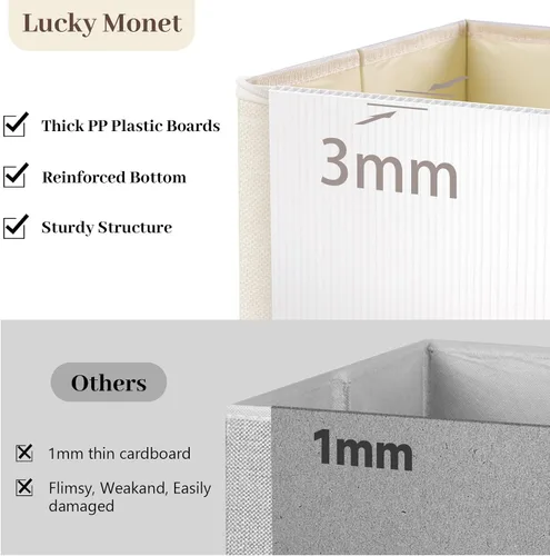 Miniatura 6 de Lucky Monet 1 contenedor de almacenamiento con tapas de cremallera de 10 x 8 x 7 pulgadas, cajas de almacenamiento plegables de tela con tapa