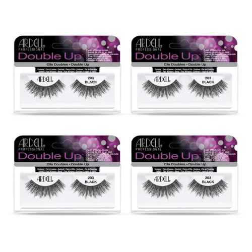 Miniatura 8 de Ardell Pestañas postizas Double Up 208, color negro, volumen dramático, tira completa, pestañas acampanadas y gruesas para un aspecto atrevido