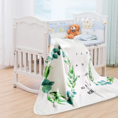 Miniatura 6 de Tebaby Manta mensual de hitos para bebé, manta de mes para recién nacido, unisex, neutro, regalo personalizado para ducha, decoración de habitación