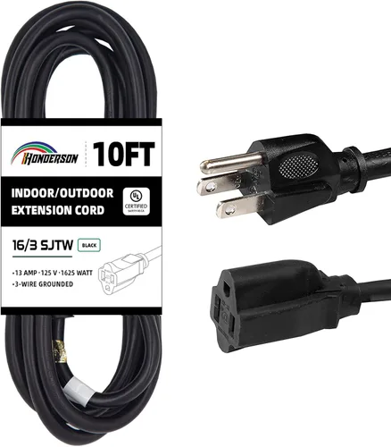 Miniatura 30 de Cable de extensión para exteriores de 10 pies, 16/3 SJTW, cable de extensión verde duradero para luces de Navidad con enchufe de tierra de 3 puntas