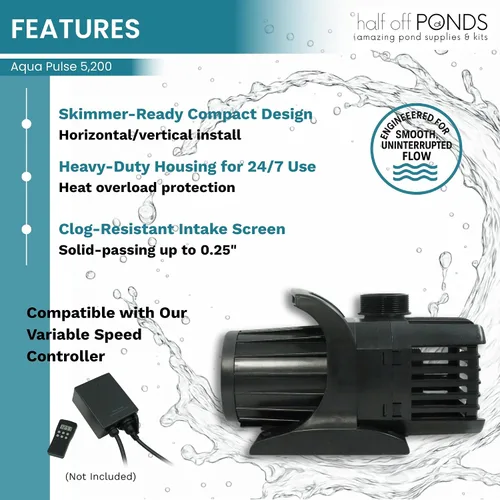 Miniatura 4 de HALF OFF PONDS Aqua Pulse Series - Bombas sumergibles de tracción híbrida de 550 gal/hr a 12,500 gal/hr Cable de 33 pies