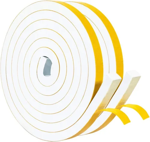 Miniatura 9 de Yotache Burlete fino blanco de 1/2 pulgadas x 1/16, cinta de sellado de junta de espuma para ventana, jamba de puerta corredera, altavoz, tablero